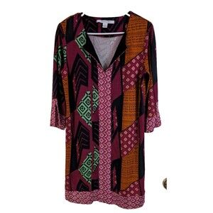 DVF Diane von Furstenberg Patterned Long Sleeve Dress Women's Size 8